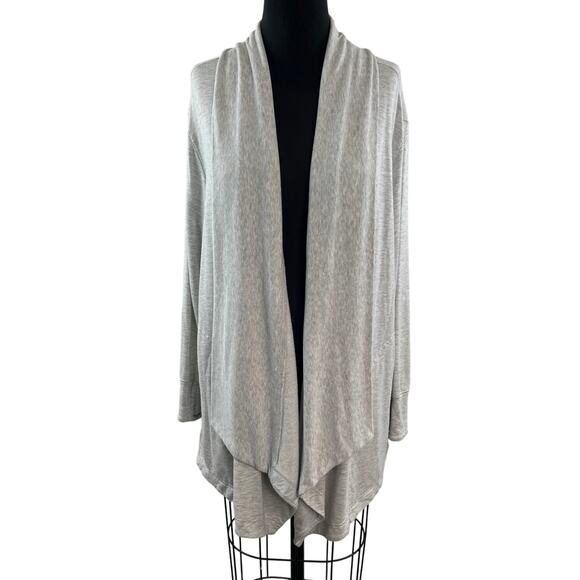 ATHLETA Pranayama Gray Restore Wrap Cardigan Sweater Stretch Drop Shoulder Sz 1X - Picture 1 of 8